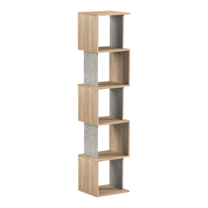 Βιβλιοθήκη Cubik Pakoworld Sonoma- Γκρι Μπεζ Οψη Μαρμάρου 35X30X161Εκ