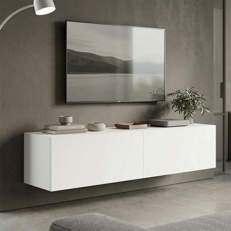 Έπιπλο Τηλεόρασης Επιτοίχιο Με Led Rival Pakoworld Λευκό 120X35X30Εκ