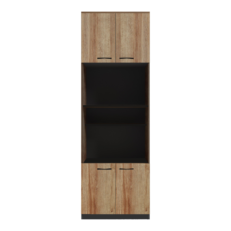 Ντουλάπα Κουζίνας Rowan Pakoworld Σε Ανθρακί-Oak Απόχρωση 60X42X182Εκ