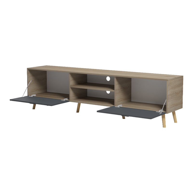 Έπιπλο Τηλεόρασης Gorna Pakoworld Sonoma-Ανθρακί 180X35X48.6Εκ