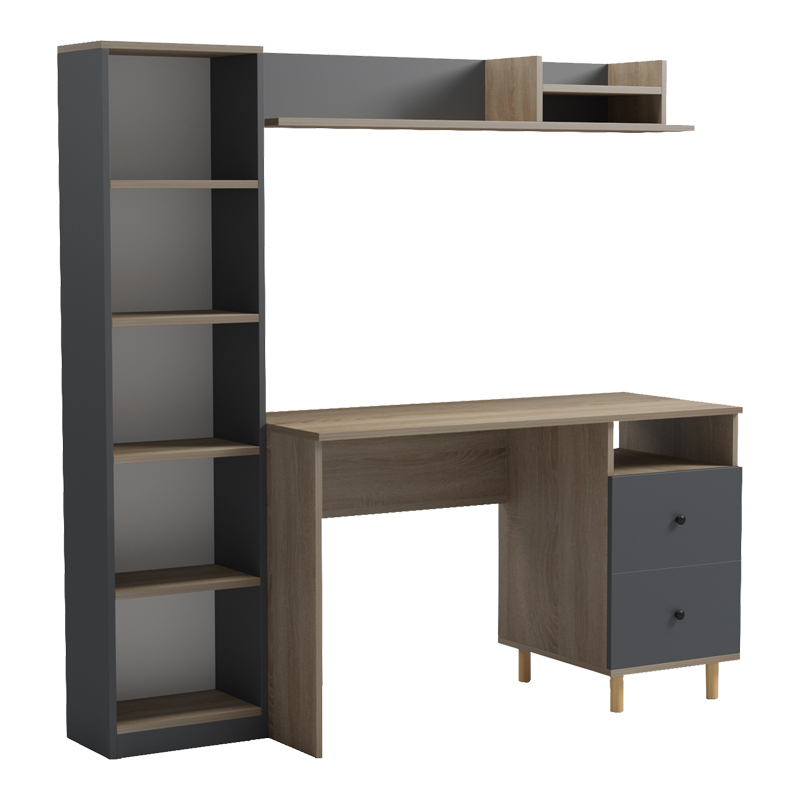 Σύνθεση Γραφείου Kontor Pakoworld Sonoma-Ανθρακί 160X50X158,2Εκ