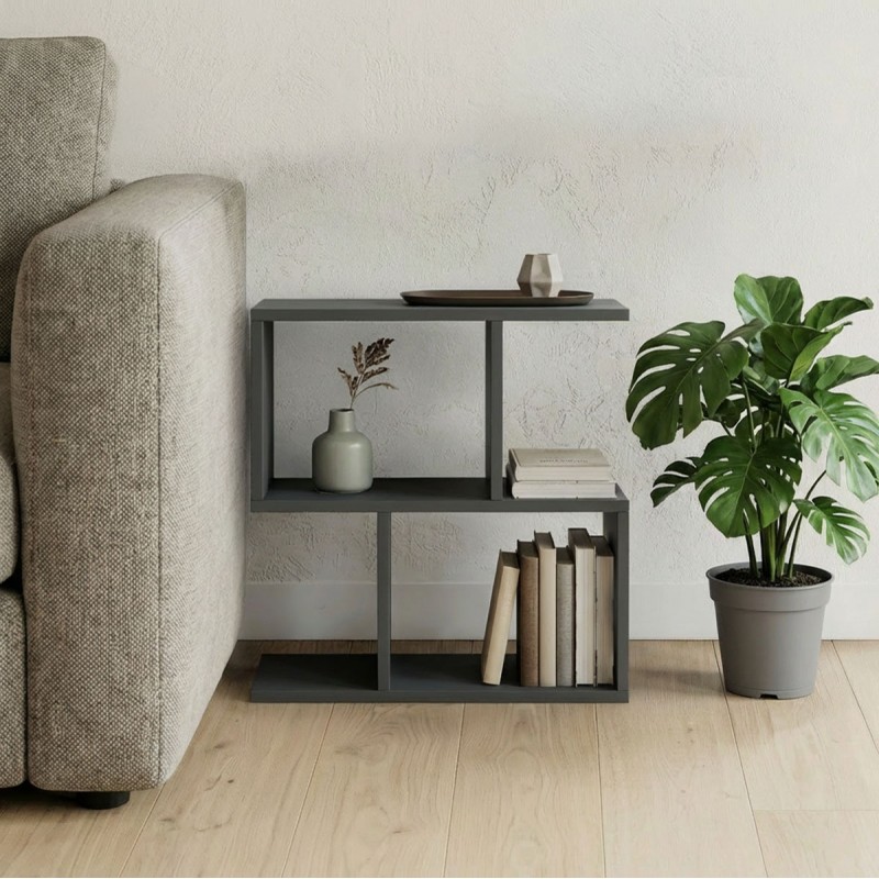 Βοηθητικό Τραπέζι-Βιβλιοθήκη Wesmol Pakoworld Ανθρακί 50X20X50Εκ