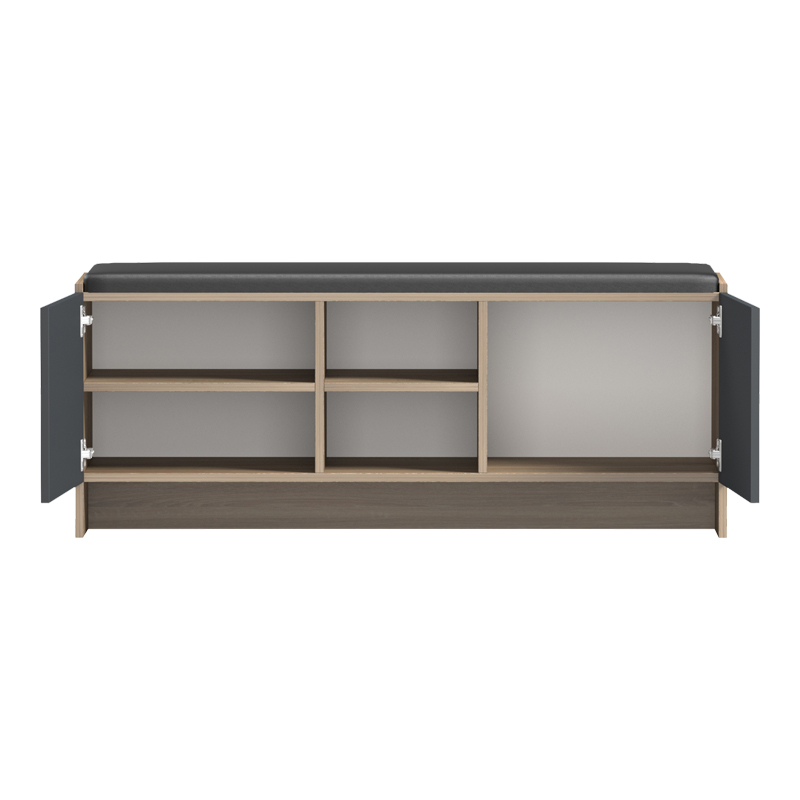 Έπιπλο Εισόδου Σκαμπό-Παπουτσοθήκη Zulla Pakoworld 10 Ζεύγων Sonoma- Ανθρακί 110X37X43Εκ