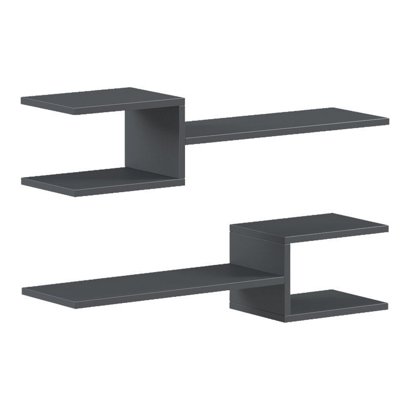 Ραφιέρα Τοίχου Sumpa Pakoworld 2Τεμ Ανθρακί 65X20X18Εκ