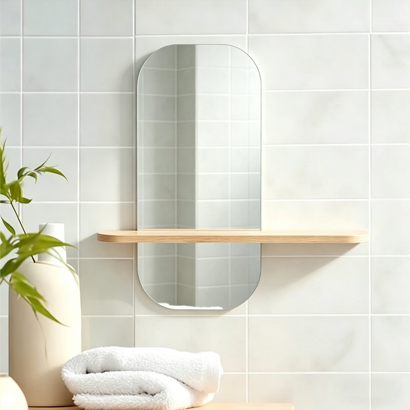 Καθρέπτης Lunaria Pakoworld Mdf Σε Φυσική Απόχρωση 60X11.5X60Εκ