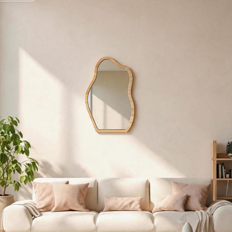 Καθρέπτης Evanthia Pakoworld Mdf Σε Φυσική Απόχρωση 36X1.2X56 Εκ