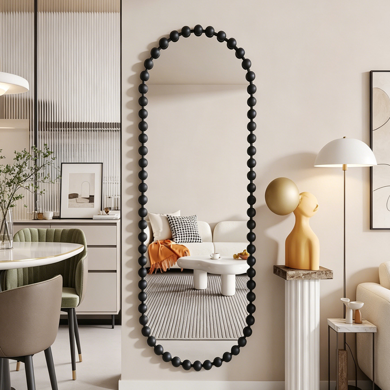 Καθρέπτης Myrtus Pakoworld Μαύρο Μέταλλο 40X2,5X160 Εκ