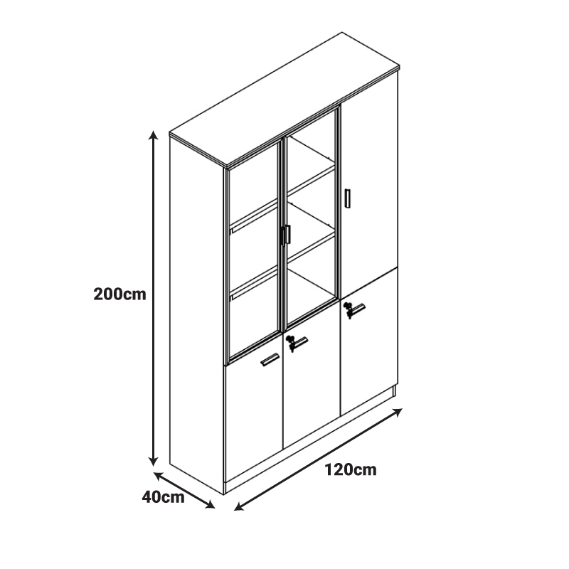Ντουλάπες Γραφείου Επαγγελματικές Oscar Pakoworld Καρυδί-Ανθρακί 240X40X200Εκ
