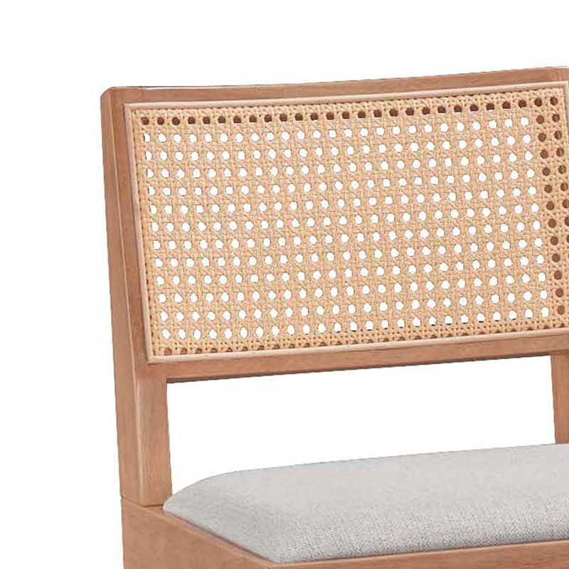 Σκαμπό Bar Winslow Pakoworld Ξύλο Rubberwood Ανοικτό Καρυδί-Pvc Rattan Φυσικό-Ύφασμα Γκρι 44.5X46X98Εκ