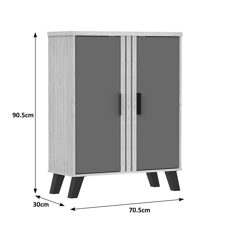 Παπουτσοθήκη-Ντουλάπι Shoby Pakoworld Ανθρακί-Sonoma 70.5X30X91Εκ