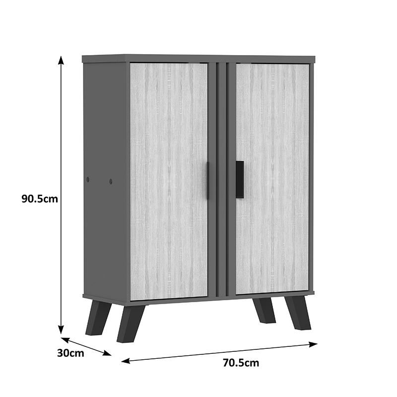 Παπουτσοθήκη-Ντουλάπι Shoby Pakoworld Sonoma-Ανθρακί 70.5X30X91Εκ
