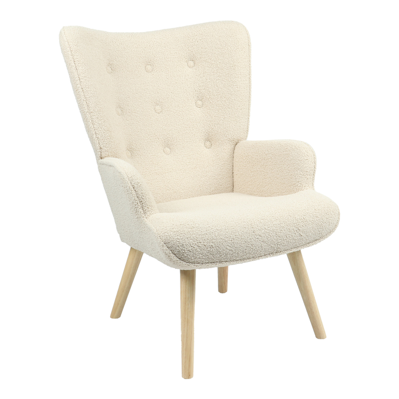 Πολυθρόνα Fluffy Pakoworld Μπουκλέ Κρεμ-Φυσικό 75X69X96Εκ