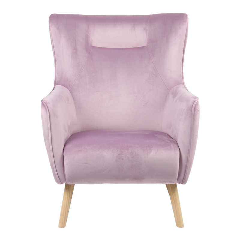 Πολυθρόνα Insicive Pakoworld Βελούδο Σάπιο Μήλο-Φυσικό Πόδι 72X89X105Εκ