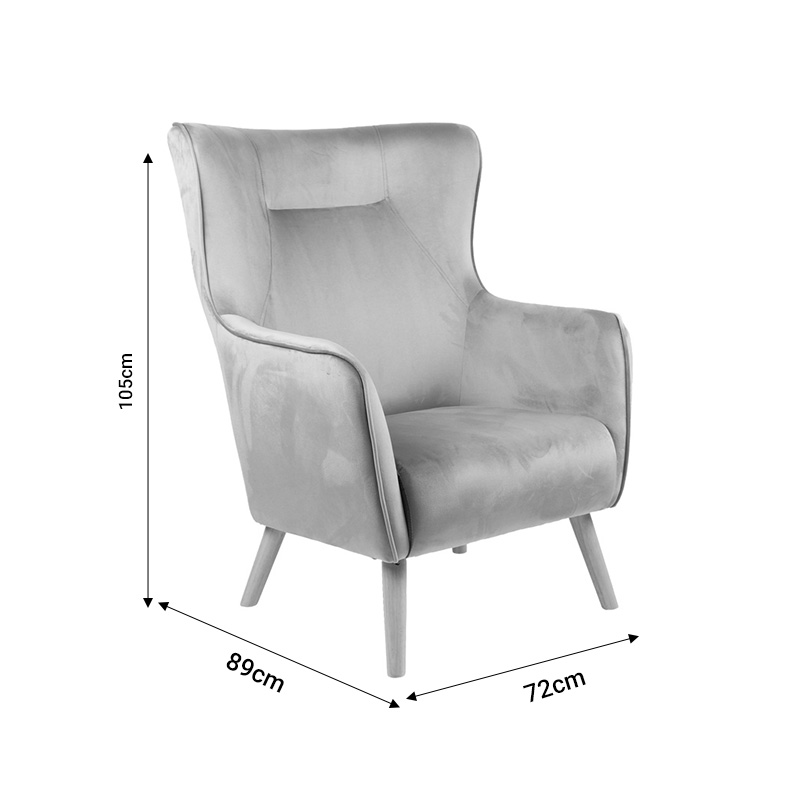 Πολυθρόνα Insicive Pakoworld Βελούδο Σάπιο Μήλο-Φυσικό Πόδι 72X89X105Εκ