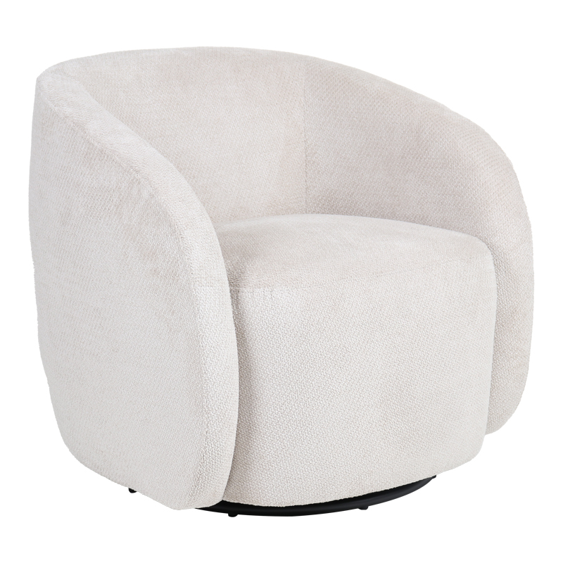 Πολυθρόνα Barrelo Pakoworld Περιστρεφόμενη Με Κρεμ Ύφασμα 77X72X69Εκ