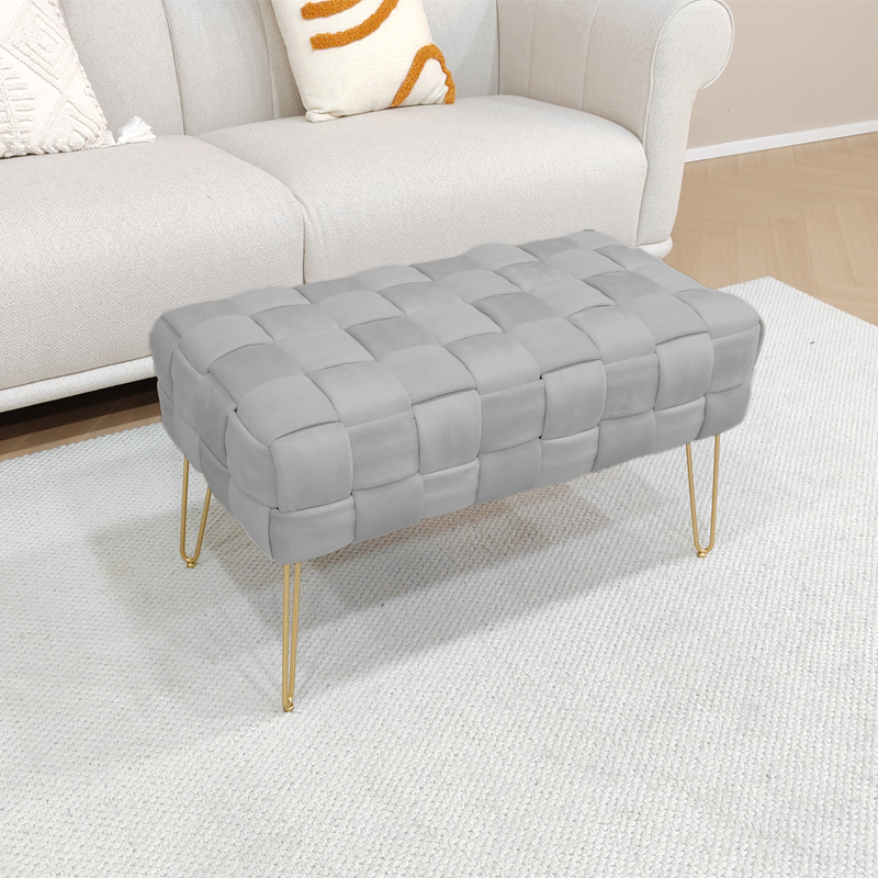 Σκαμπό Wenzo Pakoworld Μπεζ Βελούδο 82X43X46Εκ