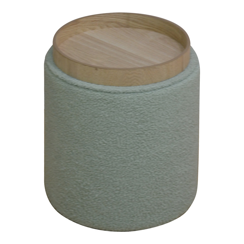 Σκαμπό-Μπαούλο Batur Pakoworld Μπουκλέ Ύφασμα Σε Χακί Απόχρωση Φ34X38Εκ