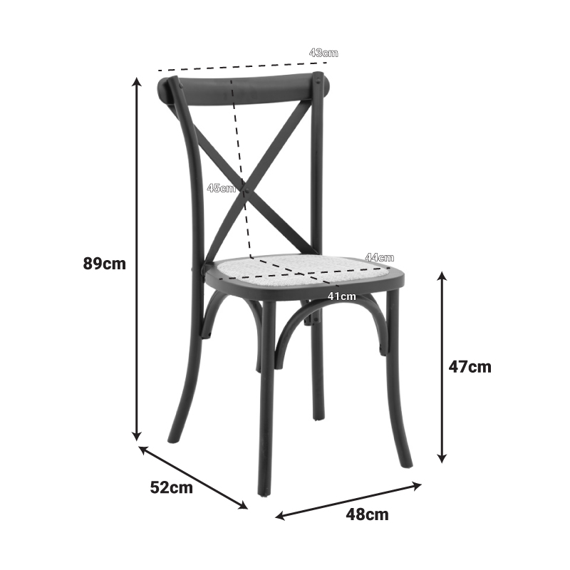 Καρέκλα Dylon Pakoworld Στοιβαζόμενη Ξύλο Οξιάς-Rattan Άβαφη 48X52X89Εκ
