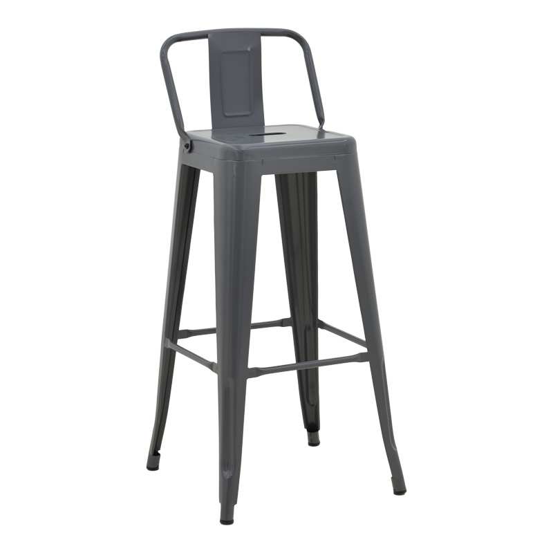 Σκαμπό Μπαρ Με Πλάτη Utopia Pakoworld Μέταλλο Σε Ανθρακί Απόχρωση 42X42X97Εκ