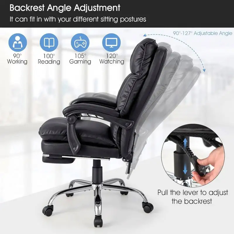 Καρέκλα Γραφείου Διευθυντή Με Υποπόδιο Dietina Pakoworld Pu Σε Μαύρη Απόχρωση 60X50X105-115Εκ