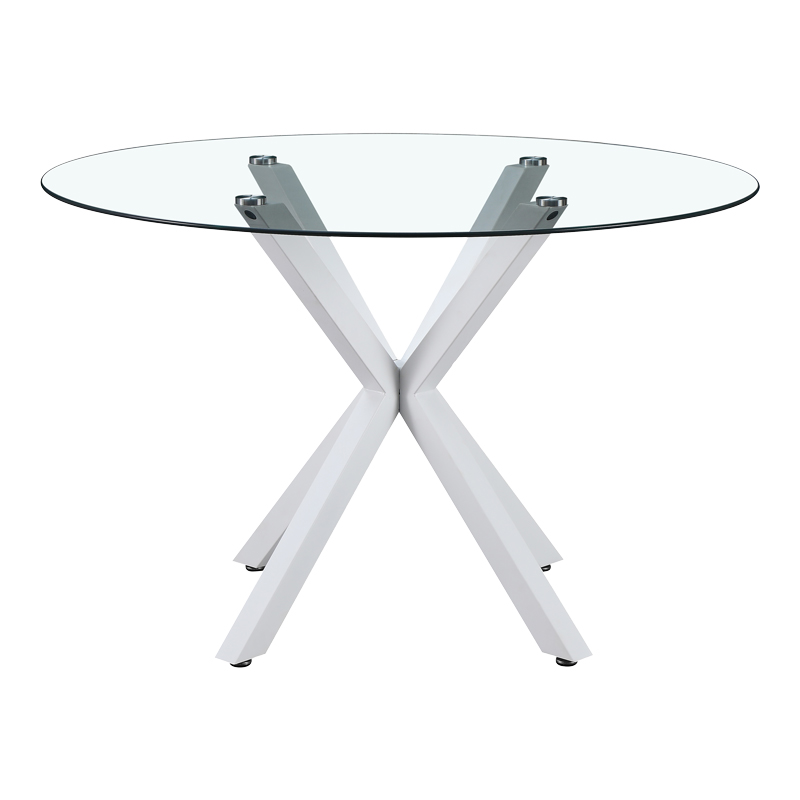 Τραπέζι Tavula Pakoworld Γυαλί- Μεταλλικά Πόδια Σε Λευκή Απόχρωση Φ120X75Εκ