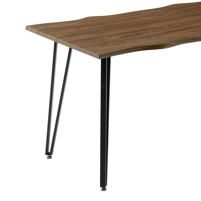 Τραπέζι Izzac Pakoworld Επιφάνεια Mdf Καρυδί-Πόδι Μαύρο Μέταλλο 140X80X76Εκ