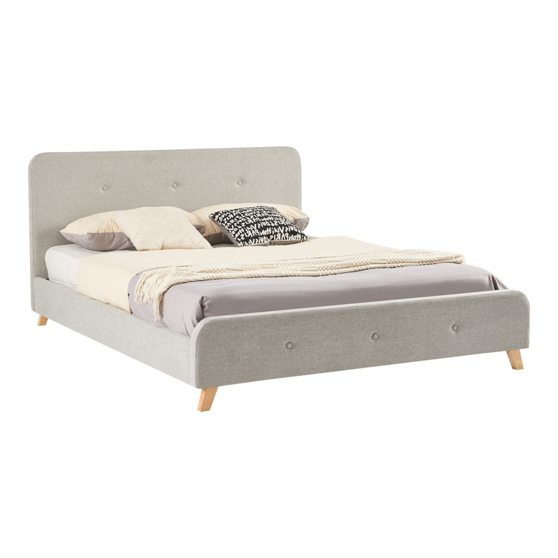 Κρεβάτι Διπλό Restel Pakoworld Ύφασμα Γκρι-Μπεζ 160X200Εκ