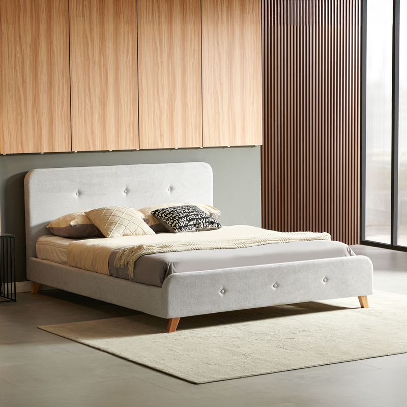 Κρεβάτι Διπλό Restel Pakoworld Ύφασμα Γκρι 160X200Εκ