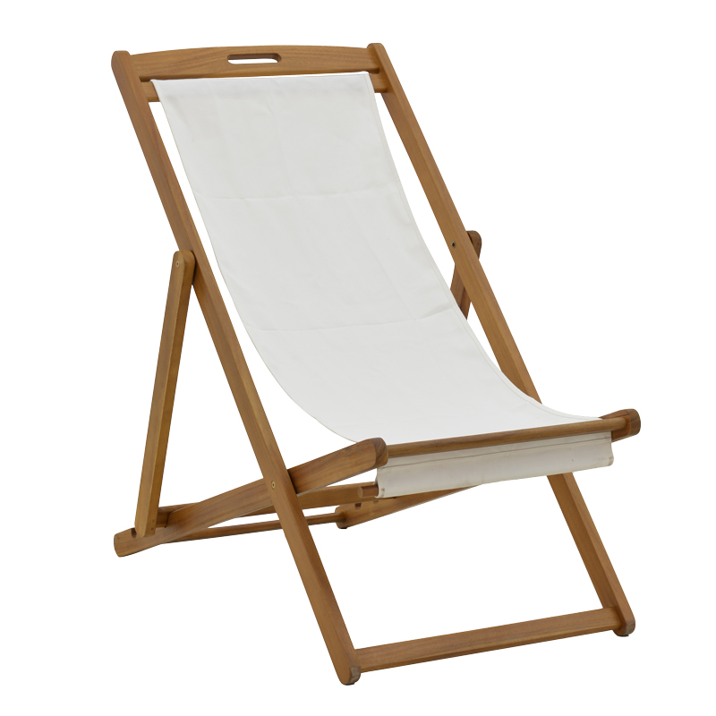 Σεζλόνγκ Franclow Pakoworld Ξύλο Ακακίας Φυσικό-Πανί Pvc Λευκό