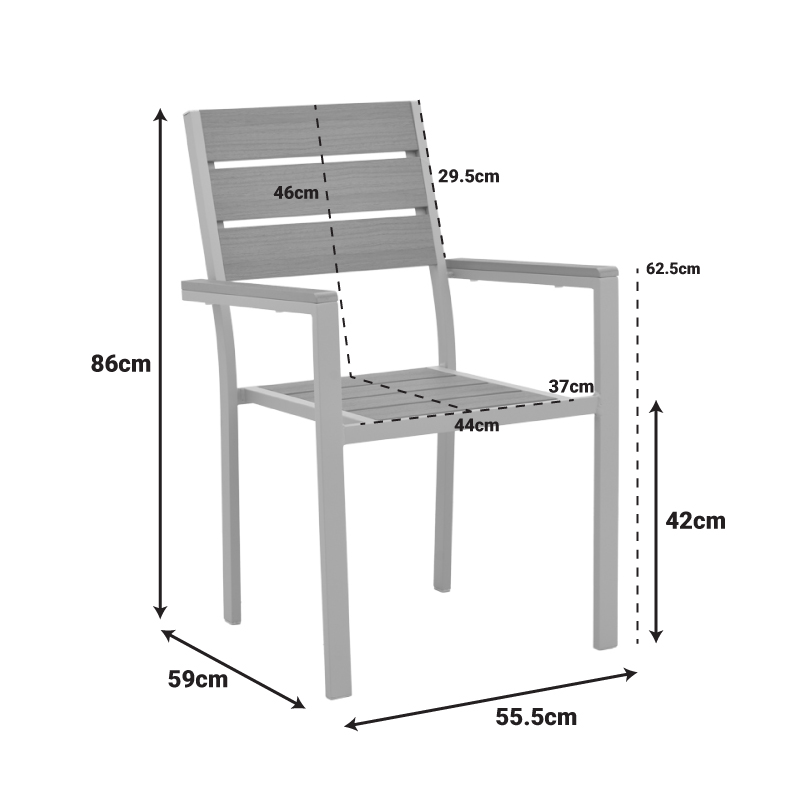 Πολυθρόνα Breze Pakoworld Στοιβαζόμενη Plywood Σε Φυσική-Αλουμίνιο Σε Ανθρακί Απόχρωση 57.5X60X88Εκ
