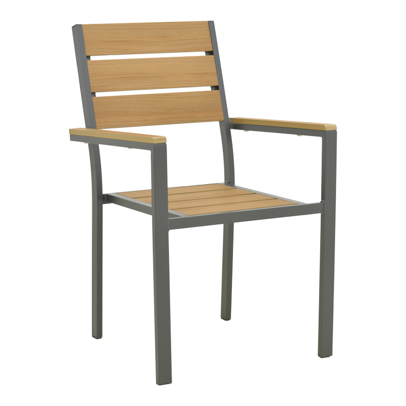 Πολυθρόνα Breze Pakoworld Στοιβαζόμενη Plywood Σε Φυσική-Αλουμίνιο Σε Ανθρακί Απόχρωση 57.5X60X88Εκ