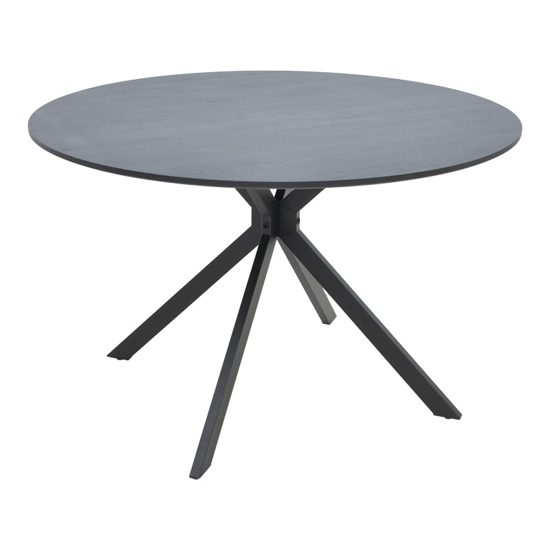 Τραπέζι Xuson Pakoworld Mdf Σε Ανθρακί Απόχρωση Με Πόδι Μαύρο Μέταλλο Φ120X75Εκ