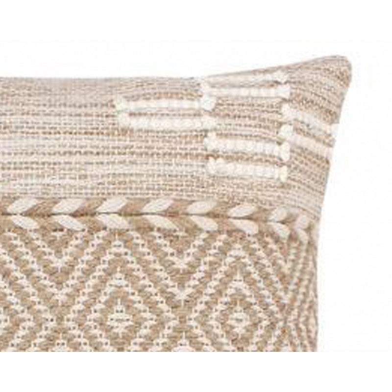 Μαξιλάρι Mitto Inart Γιούτα-Βαμβάκι Σε Μπεζ-Λευκό Απόχρωση 45X45X2Εκ