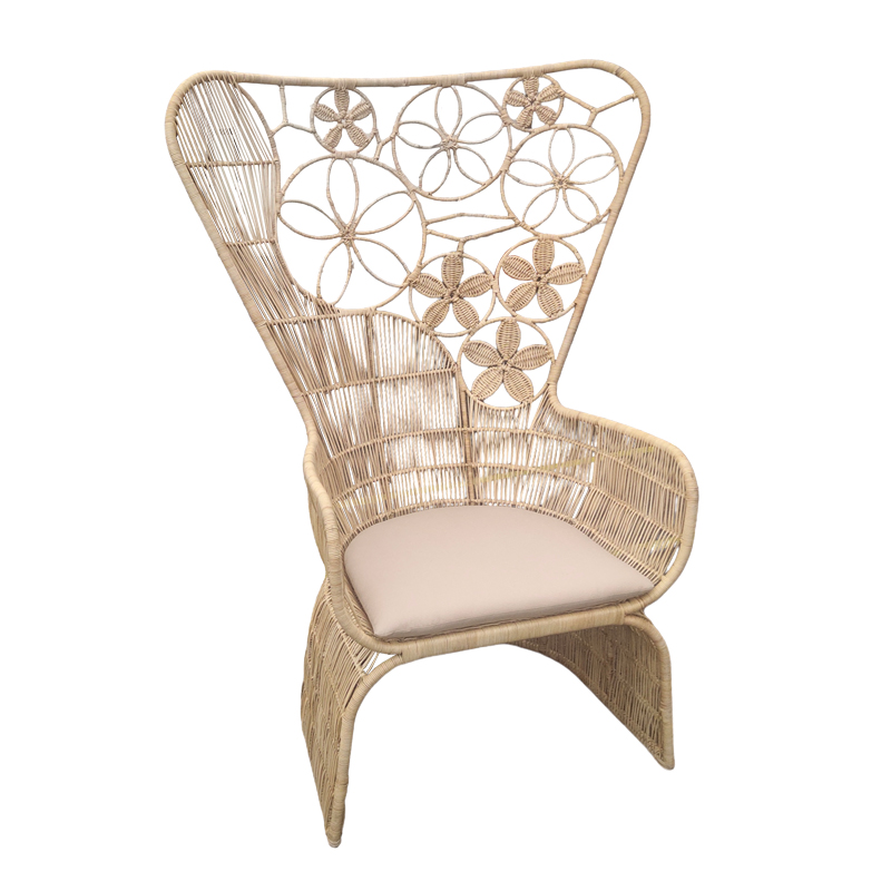 Πολυθρόνα Jake Inart Με Μπεζ Μαξιλάρι-Φυσικό Rattan 110X86X145Εκ