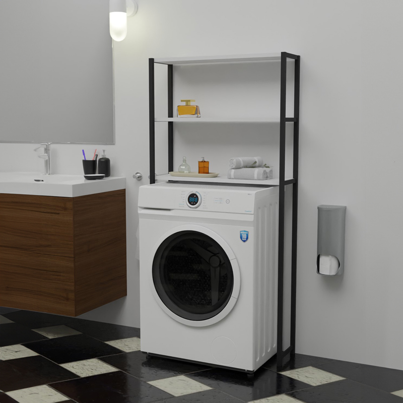 Έπιπλο Πλυντηρίου Bothy Pakoworld Oak Μελαμίνης-Μαύρο Μέταλλο 73X22X150Εκ