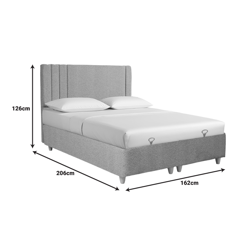 Κρεβάτι Με Αποθηκευτικό Χώρο Lineo Pakoworld Μπουκλέ Σε Μπεζ Απόχρωση 160X200Εκ