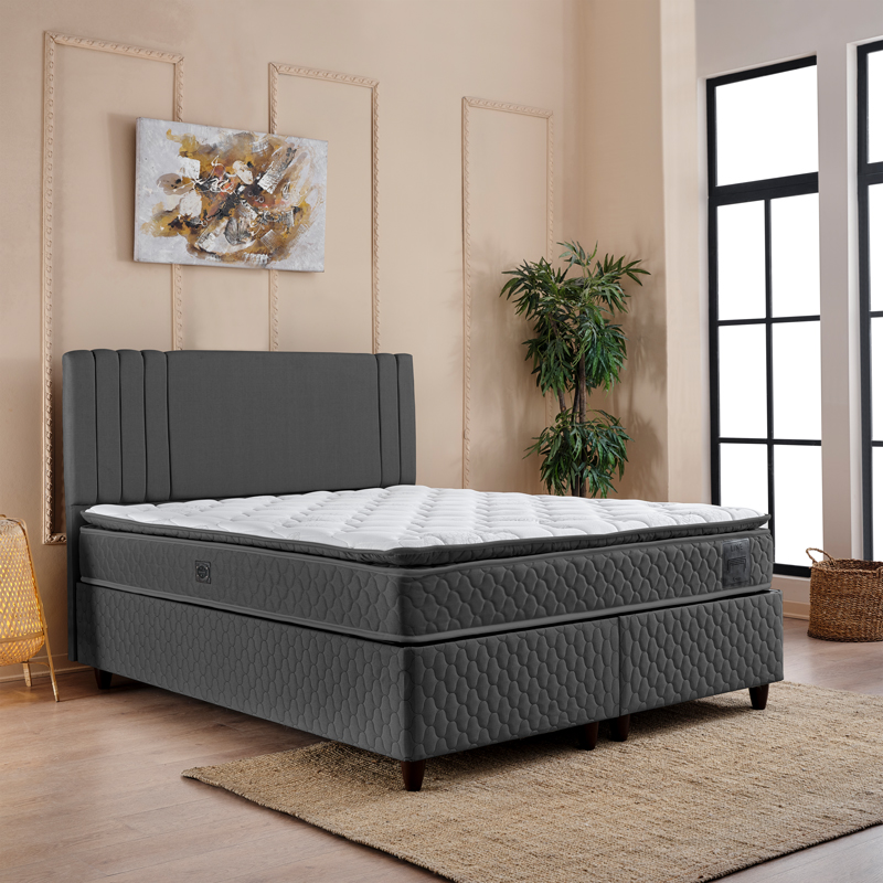 Κρεβάτι Με Αποθηκευτικό Χώρο Lineo Pakoworld Μπουκλέ Σε Ανθρακί Απόχρωση 160X200Εκ