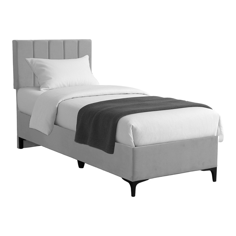 Κρεβάτι Moega Pakoworld Ύφασμα Σε Γκρι Απόχρωση 90X200Εκ