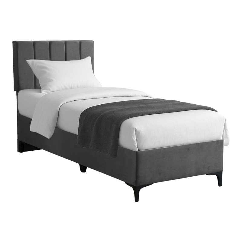 Κρεβάτι Moega Pakoworld Ύφασμα Σε Ανθρακί Απόχρωση 90X200Εκ