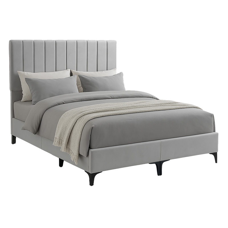 Κρεβάτι Moega Pakoworld Ύφασμα Σε Γκρι Απόχρωση 160X200Εκ