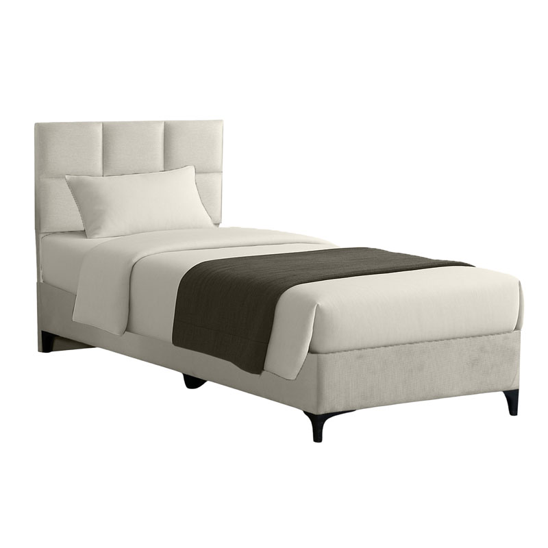 Κρεβάτι Melei Pakoworld Ύφασμα Σε Κρεμ Απόχρωση 90X200Εκ