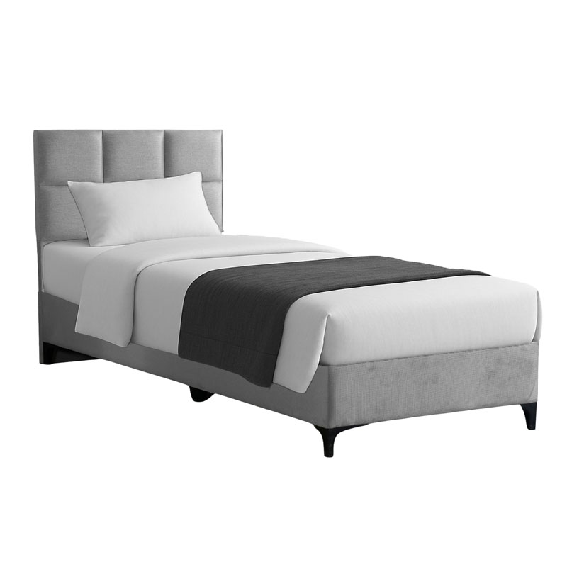 Κρεβάτι Melei Pakoworld Ύφασμα Σε Γκρι Απόχρωση 90X200Εκ