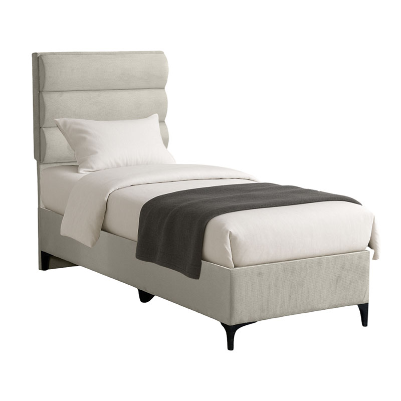 Κρεβάτι Limit Pakoworld Ύφασμα Σε Κρεμ Απόχρωση 90X200Εκ