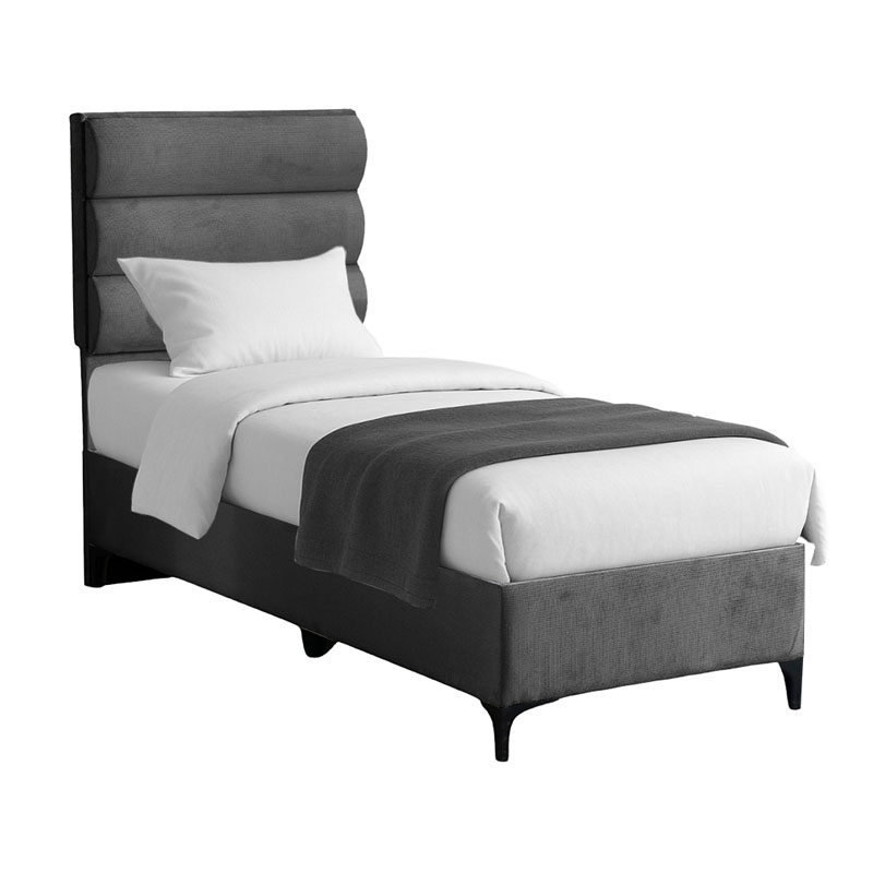 Κρεβάτι Limit Pakoworld Ύφασμα Σε Ανθρακί Απόχρωση 90X200Εκ