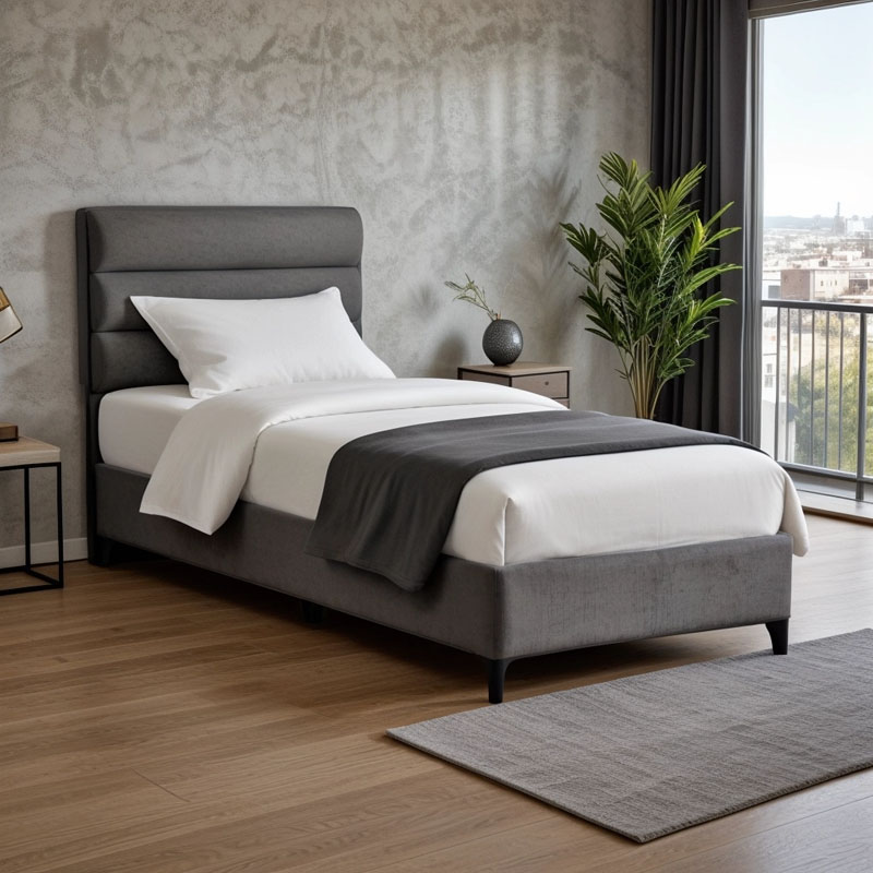 Κρεβάτι Limit Pakoworld Ύφασμα Σε Ανθρακί Απόχρωση 120X200Εκ