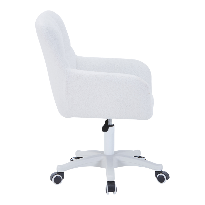 Καρέκλα Γραφείου Εργασίας Givole Pakoworld Σε Λευκό Μπουκλέ Ύφασμα 55X50X76-86Εκ