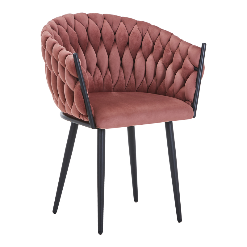 Πολυθρόνα Vivian Pakoworld Σάπιο Μήλο Βελούδο-Πόδι Μαύρο Μέταλλο 61X55X80Εκ