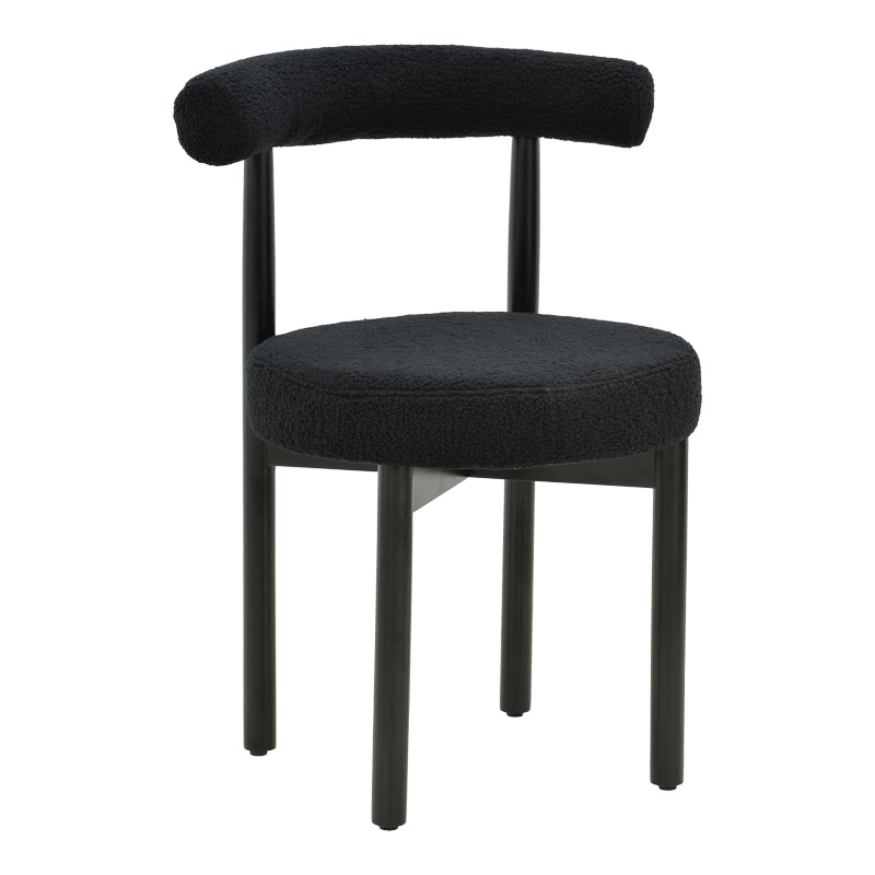 Καρέκλα Fenza Pakoworld Μαύρο Μπουκλέ Ύφασμα-Πόδι Ξύλο Οξιάς Σε Μαύρη Απόχρωση 60X54X75Εκ