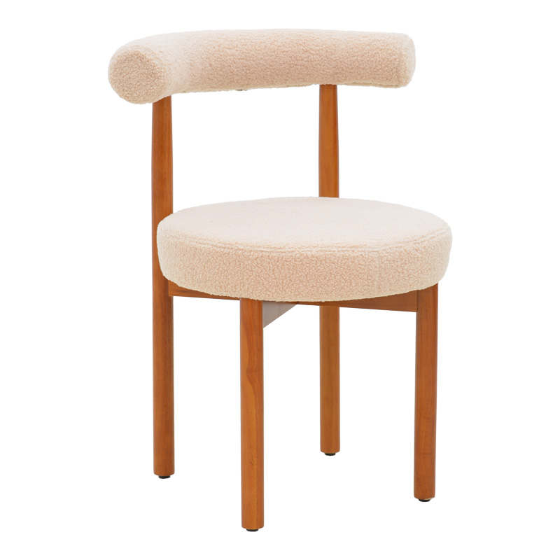 Καρέκλα Fenza Pakoworld Μπεζ Μπουκλέ Ύφασμα-Πόδι Ξύλο Οξιάς Σε Καρυδί Απόχρωση 60X54X75Εκ