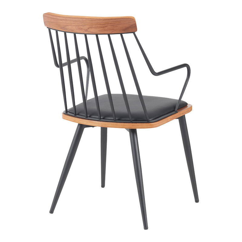 Πολυθρόνα Posse Pakoworld Μέταλλο Μαύρο-Καρυδί Ξύλο-Μαύρο Pu 52X59X83Εκ